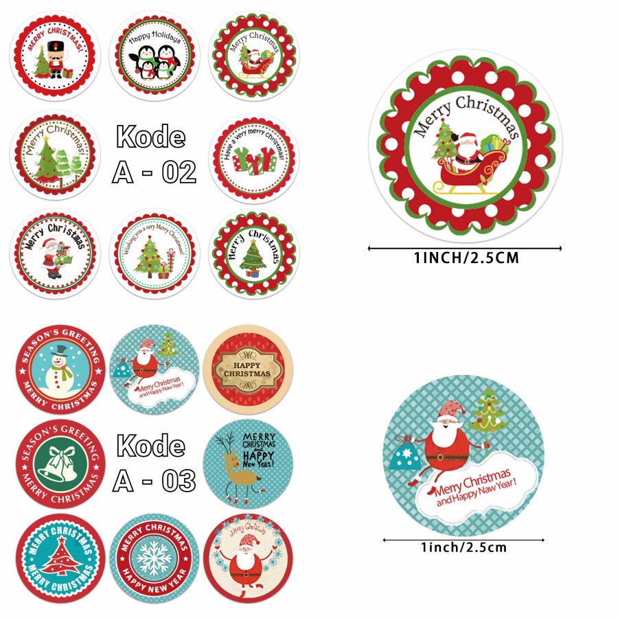 Sticker Natal isi 500/rol Termurah Kado Cutting Stiker Merry Christmas