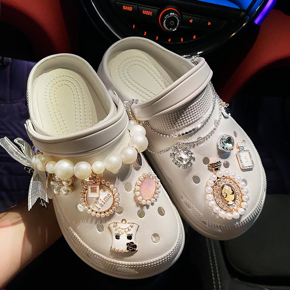 Charms Crocs Jibbitz Crocs Aksen Batu Permata Dan Mutiara Untuk Aksesoris Sepatu