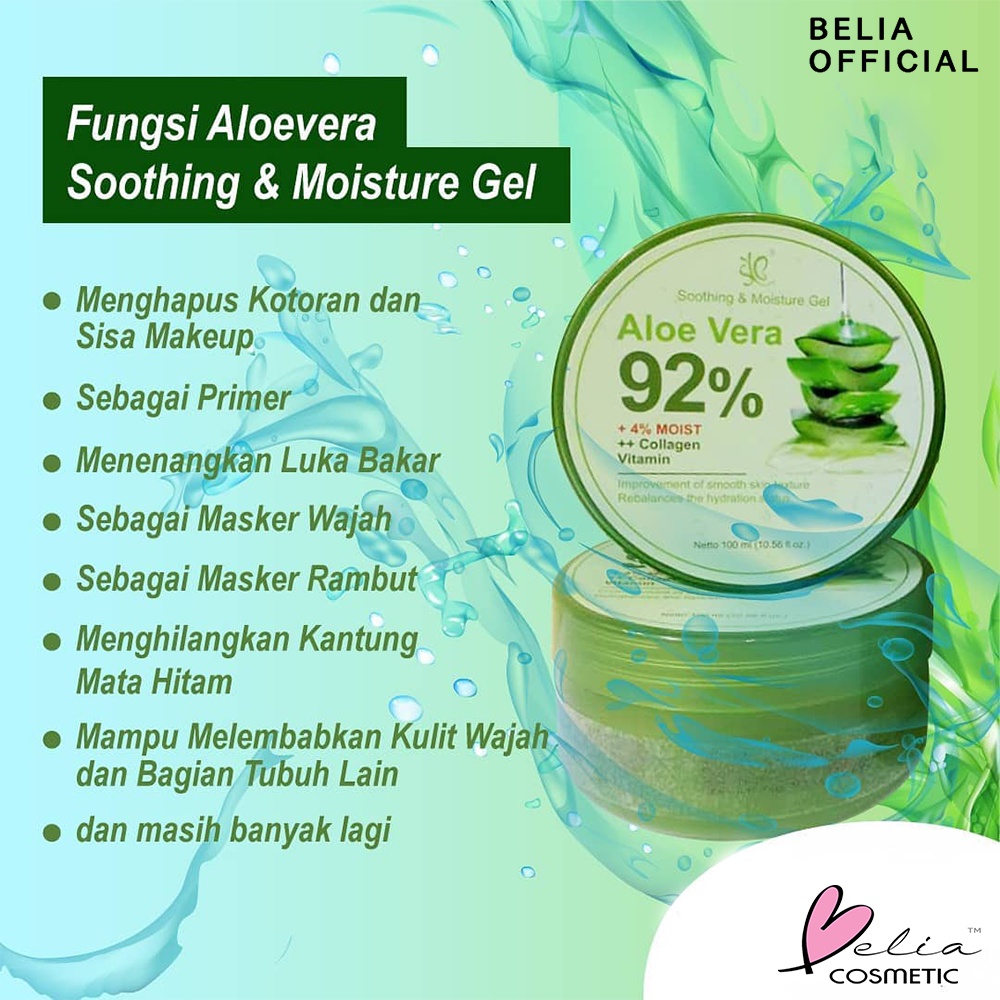 ❤ BELIA ❤ SYB Soothing &amp; Moisture Gel Aloe Vera 92% | Strawberry Plus Aloe Vera | Aloe Vera Plus Snail 93% | 100ml | BPOM