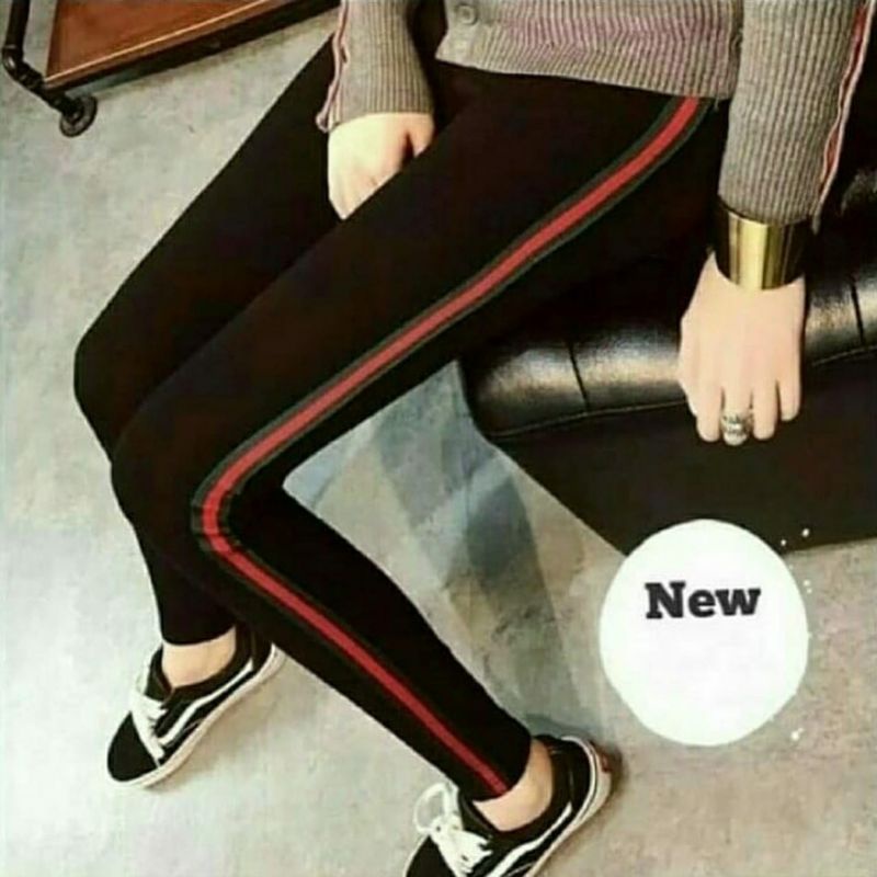 Legging salur Legging salur lis putih samping / Legging wanita Legging