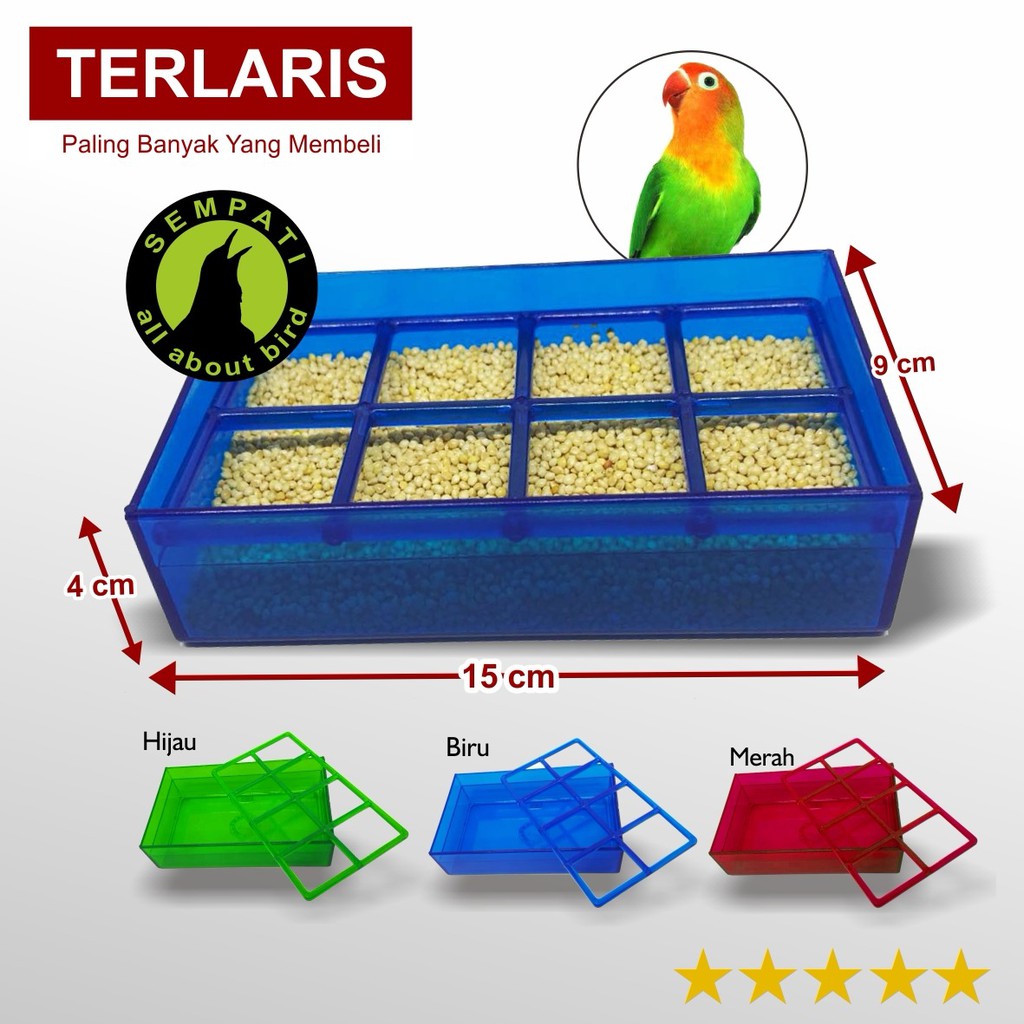 Cepuk Ram Merek Sempati Wadah Pakan Burung Plastik Transparan