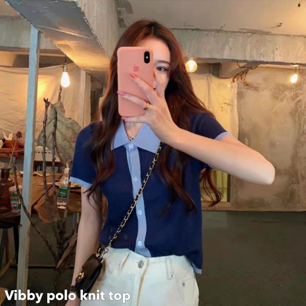 (ORIGINAL IMPORT) Vibby Polo knit top -Thejanclothes