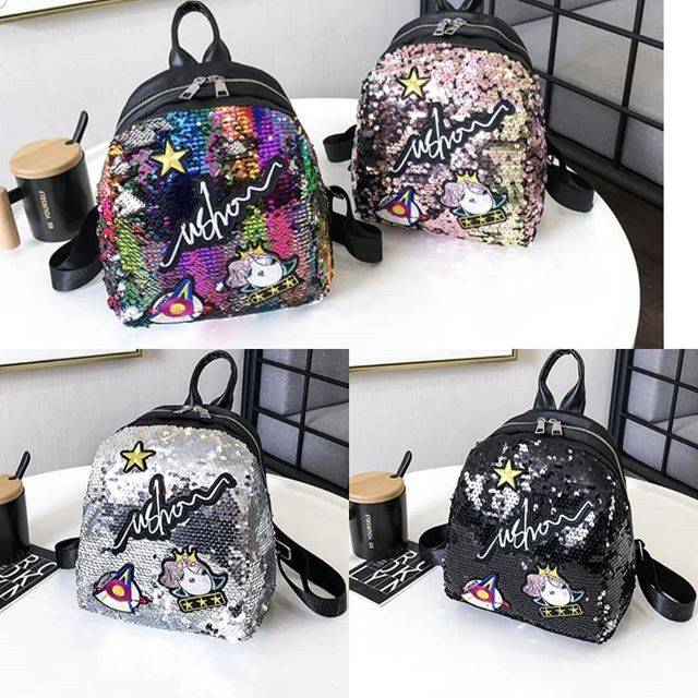 Tas ransel sequins queen bag kids import