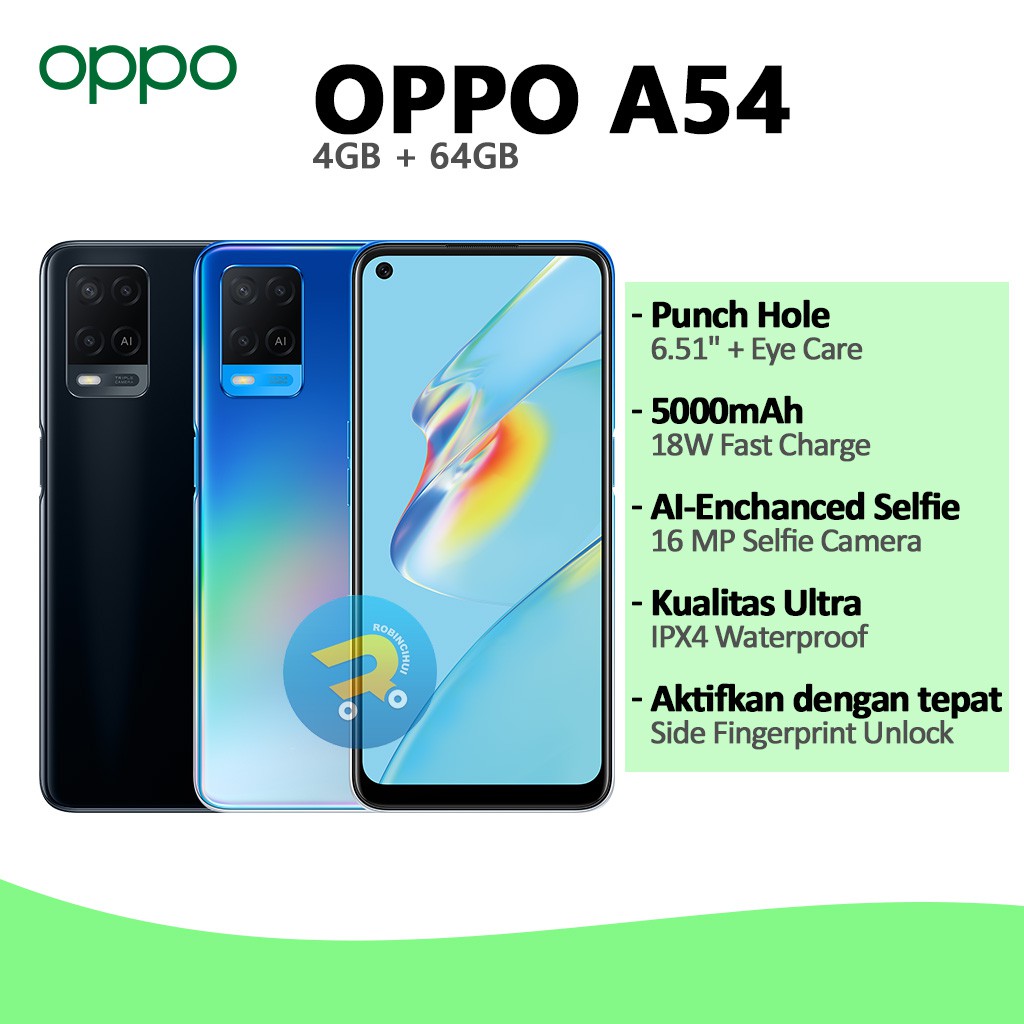 OPPO A54 RAM 4/64 GB & RAM 4/128 GB & RAM 6/128GB GARANSI RESMI OPPO INDONESIA ORIGINAL OPPO 100%