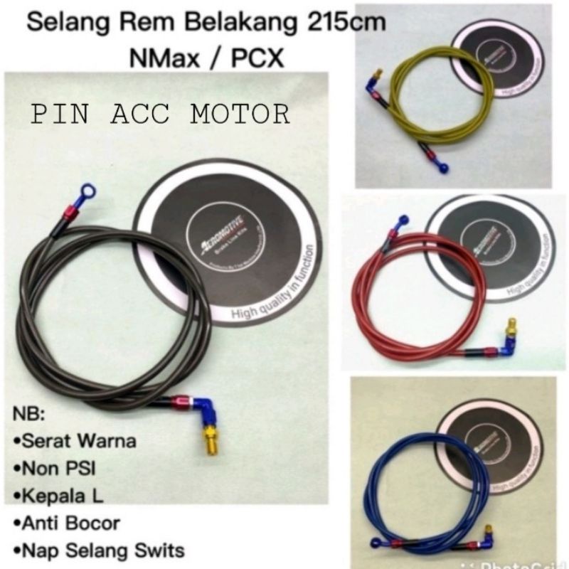 Selang Rem Belakang 215cm NMax PCX Aeromotive Model Swits Brake Hose Rear 215cm NMax PCX Non PSI