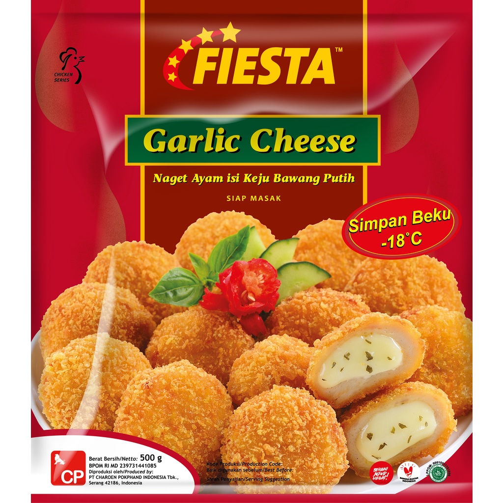 CHICKEN GARLIC CHEESE FIESTA 500GR HALAL NAGET AYAM ISI KEJU BAWANG PUTIH