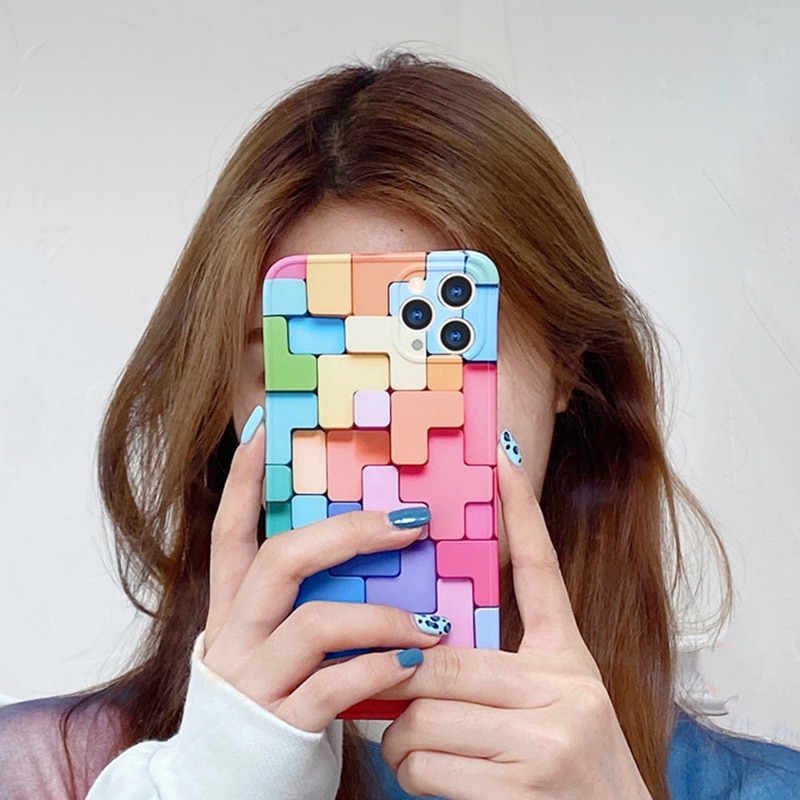 Fashion Rainbow Cube Soft Phone Case For iphone 12 Mini 11 ProMax X XS XR SE2020 8 7 Plus Colorful Silicone TPU Protection Cover