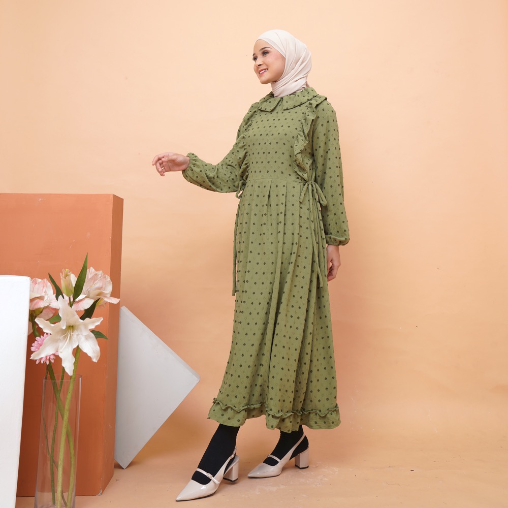 Rosaline midi dress crincle uragiri dan rayon premium orlin dress looklike haideeorlin
