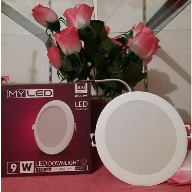 Lampu Downlight Led 9w cahaya putih terang. Led Panel Ib bulat 3in 9 watt
