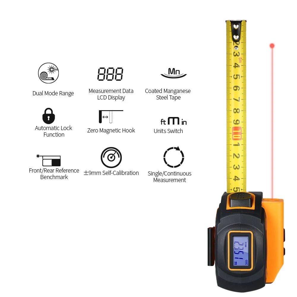 SW-TM60 SNDWAY - Multi Measuring Tape 5M and Laser Distance Meter 60M