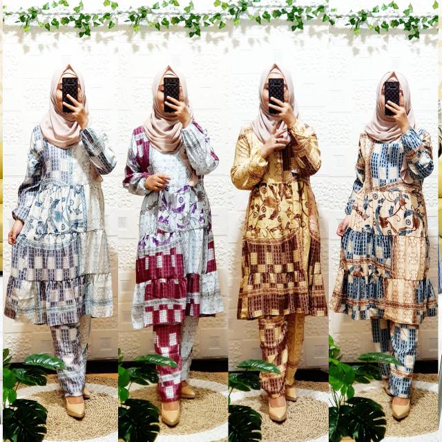 One set prada crepe ld 104 busui friendly celana karet