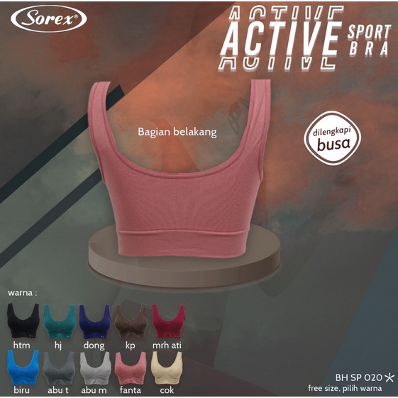 Sorex Bra - SP 020 - Busa / Tanpa Kawat - Active Sport BH Senam Olahraga Bra Stretch