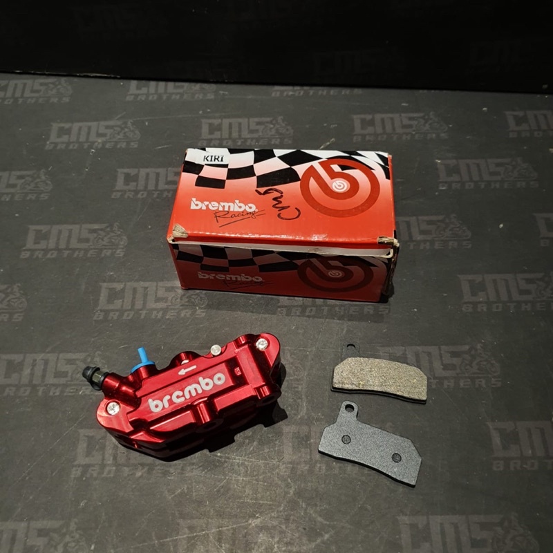 Kaliper Brembo 4 Piston Kiri CNC YC171088 Merah