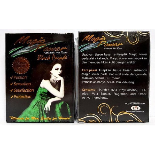 Tisu Magic Power Black Parade Sachet isi 6 pcs - Tisu Pria Tahan lama