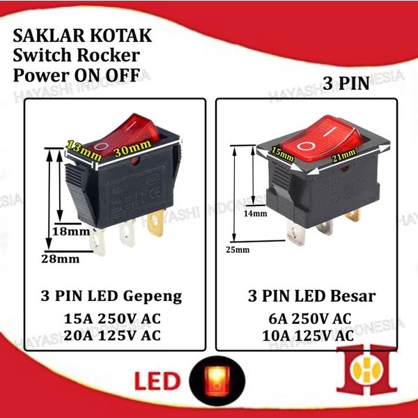 Saklar Power Switch Tombol ON OFF Mini Roker Rocker Besar 2 3 4 Pin - 5pcs