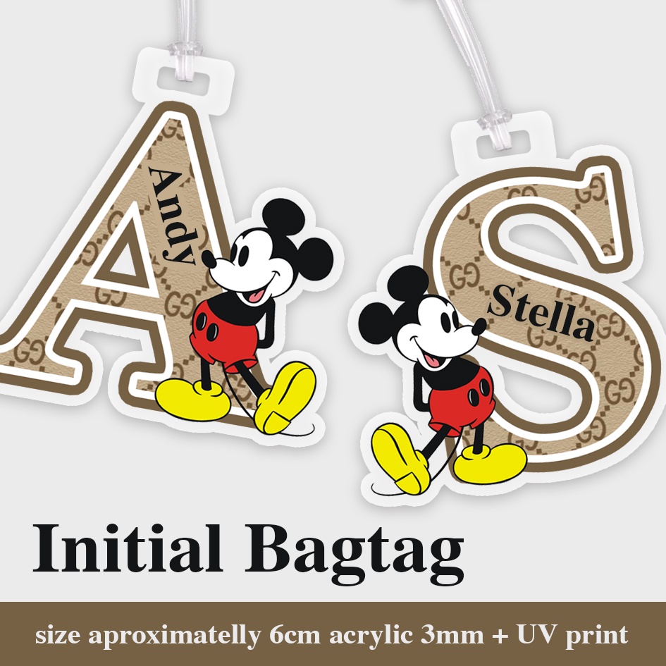 Bagtag Initial Gantungan Tas Mickey Luggage Tag Koper Gantungan Tas Anak Lucu Souvenir Ultah Birthday Party favor