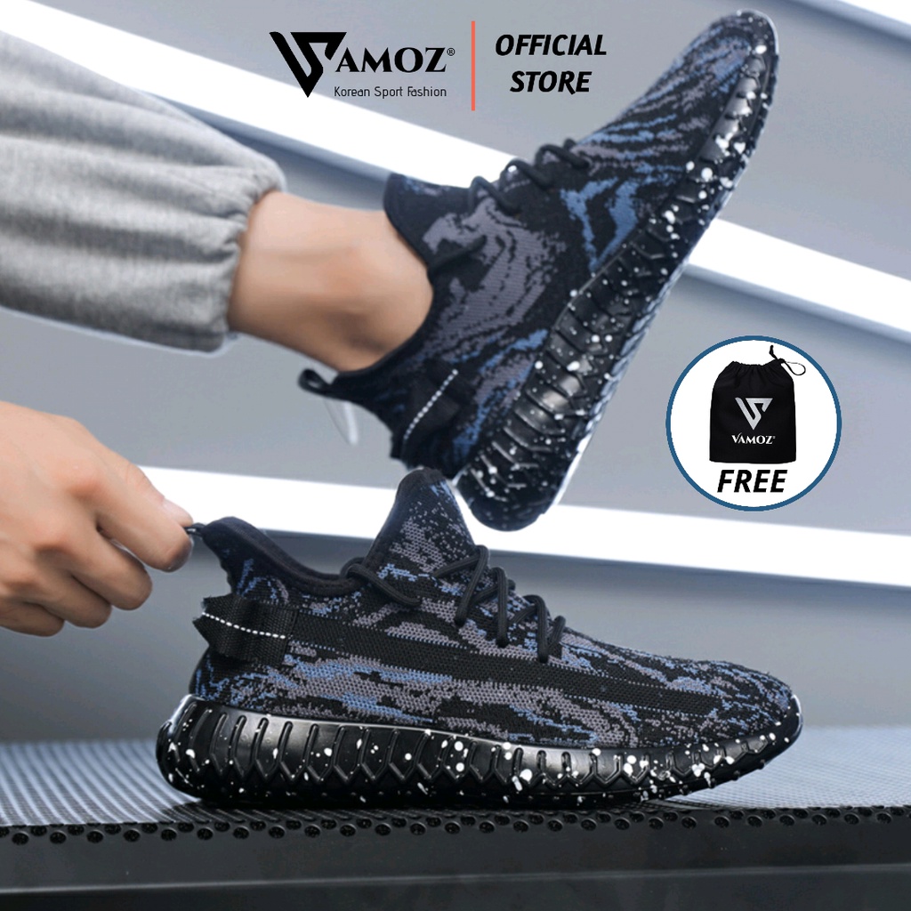 VaMoZ EZRA V752H Sepatu Pria Hitam Sneakers Yeezy Import Casual Murah