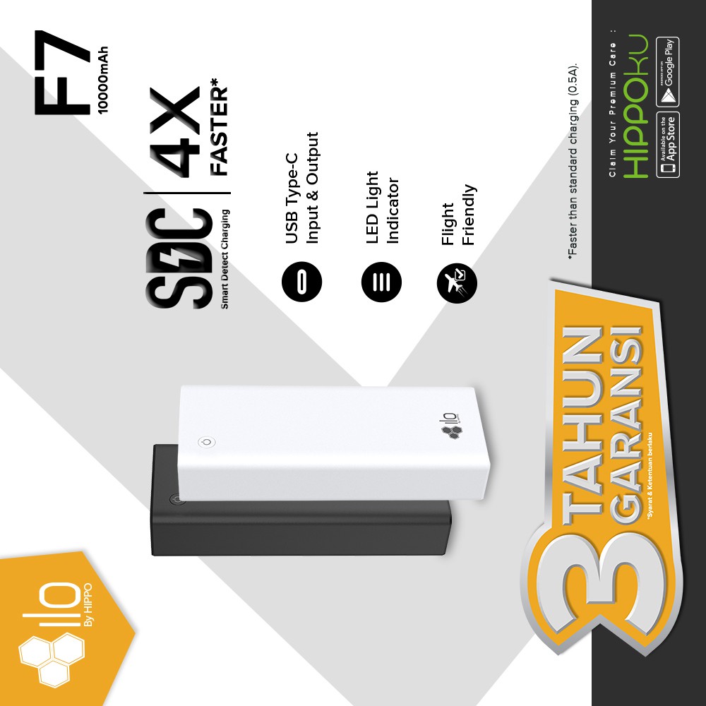 Power Bank Ilo F7 10000 mAh 37 WH SDC Garansi 1 tahun