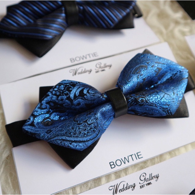 Dasi kupu bowtie dasi pita biru elektrik/ royal blue motif batik  Ready stok