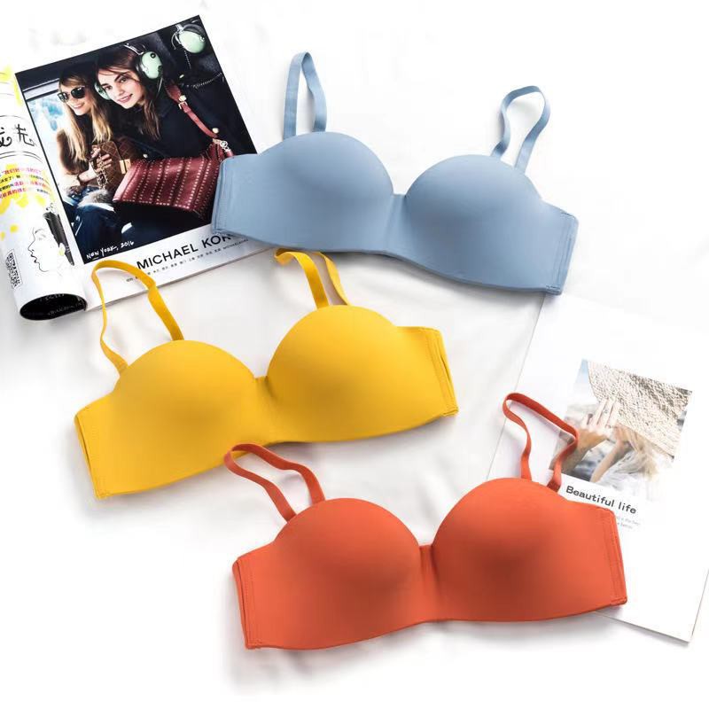 Half Cup Bra Model Seamless Tanpa Kawat Seamless Gaya Korea untuk Wanita / Bra Bralette Tanpa Kawat