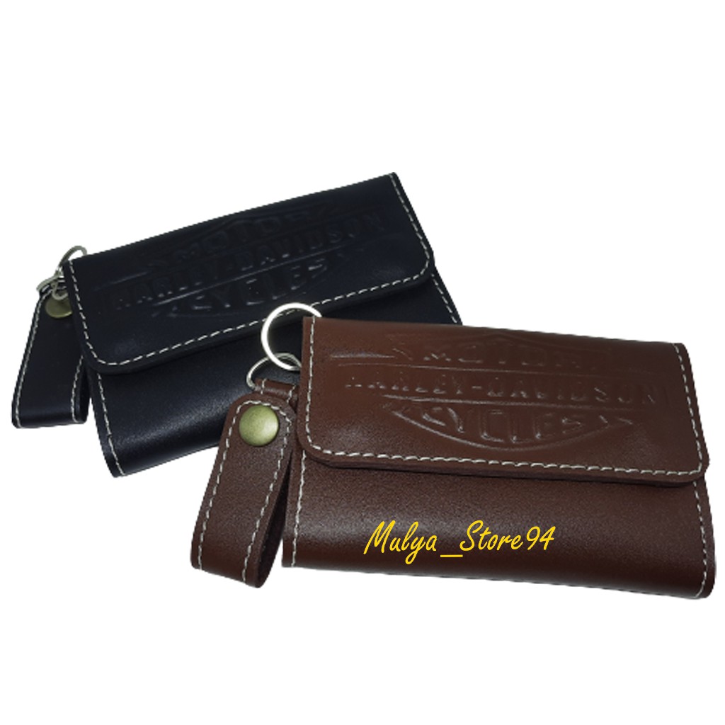 Dompet kulit sapi asli Harley Davidson tanggung dompet pria kulit asli original