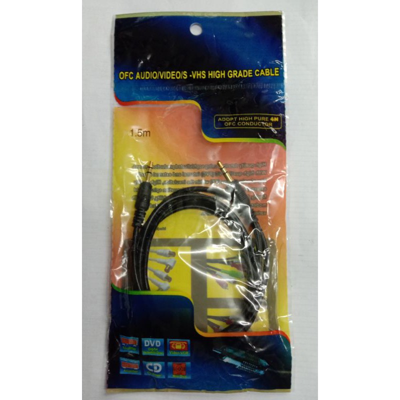 KABEL AUDIO JACK 3.5 PANJANG 1.5M GOLD PLATED / KABEL AUX 1.5 METER