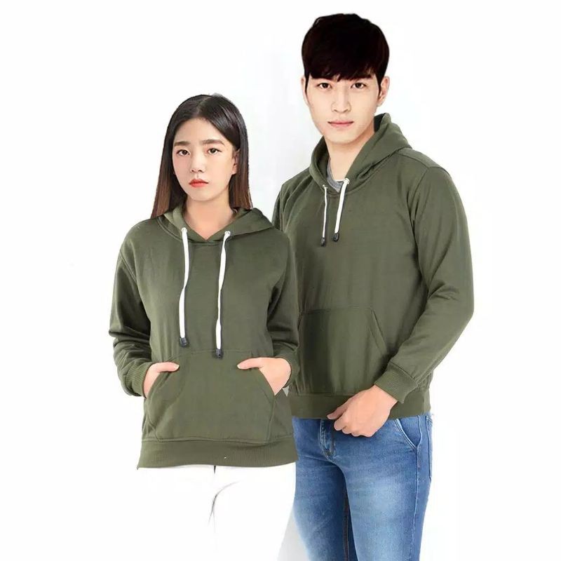 HOODIE POLOS JUMPER HIJAU ARMY  SIZE M - XXL PRIA & WANITA