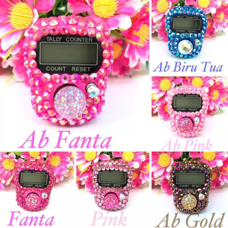 POLOS SWAROVSKI* Tasbih digital blink polos Non LED swarovski Alat Hitung Dzikir Souvenir Cantik