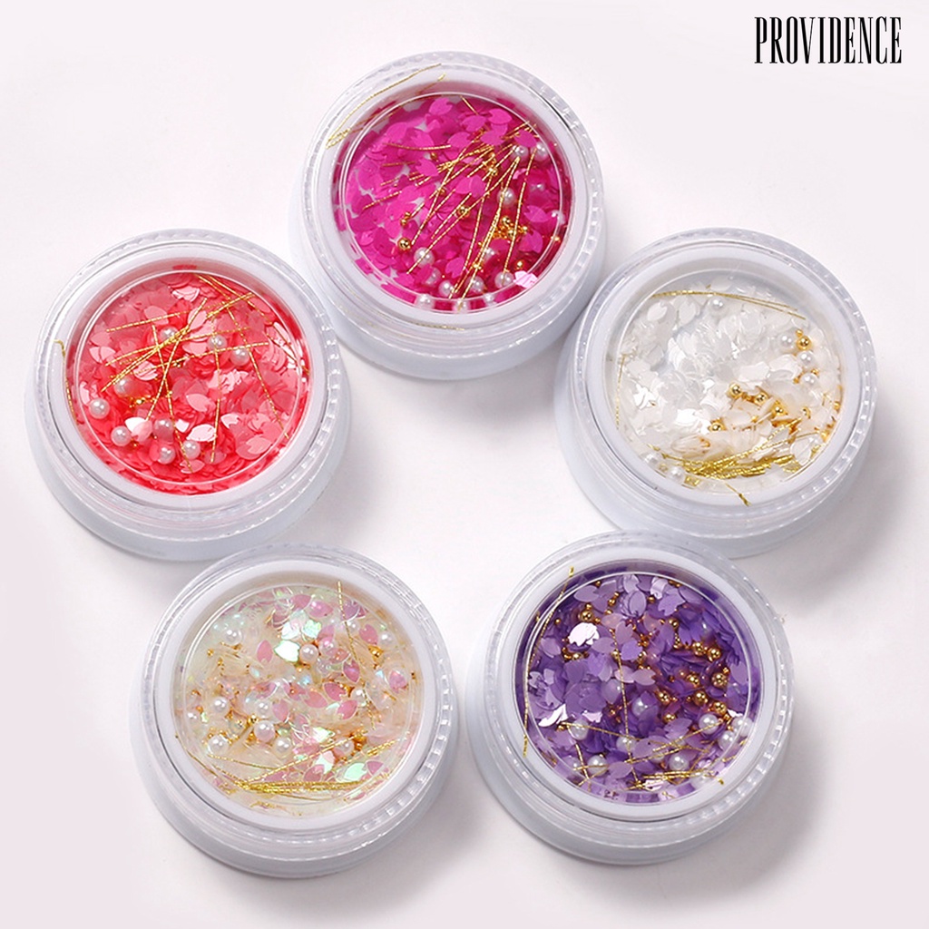 Providence Hiasan Kuku Bentuk Kelopak Bunga Sakura + Mutiara Imitasi Untuk Nail Art DIY