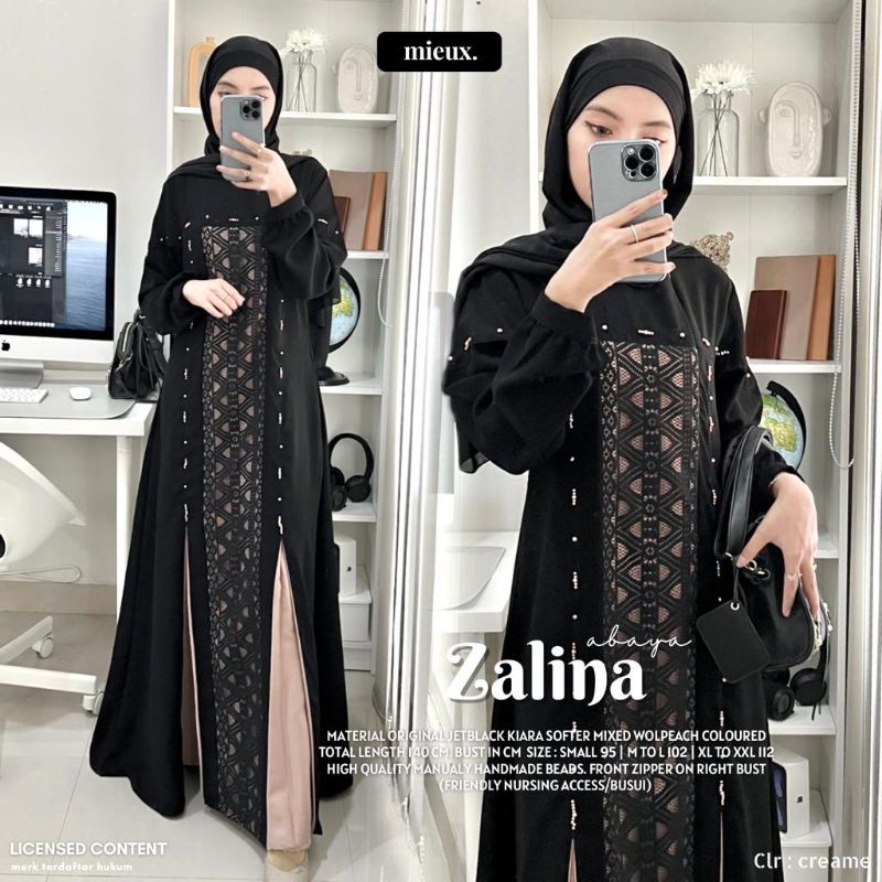 ZALINA ABAYA PREMIUM / DRESS WANITA MUSLIMAH / Gamis arab size S M L XXL BY MIEUX