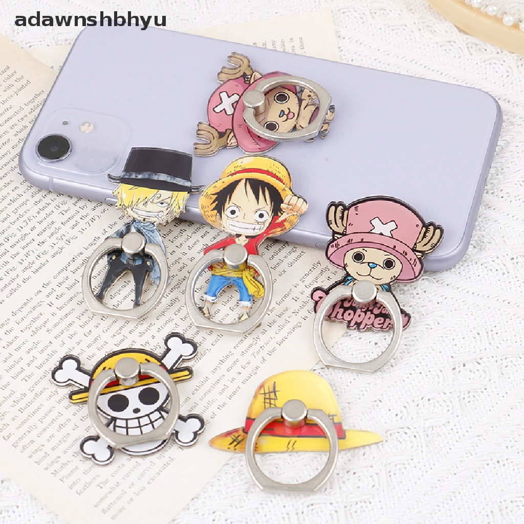 Adawnshbhyu One Piece Luffy Chopper Finger Ring Acryli Dudukan Ponsel Stand Cincin Telepon