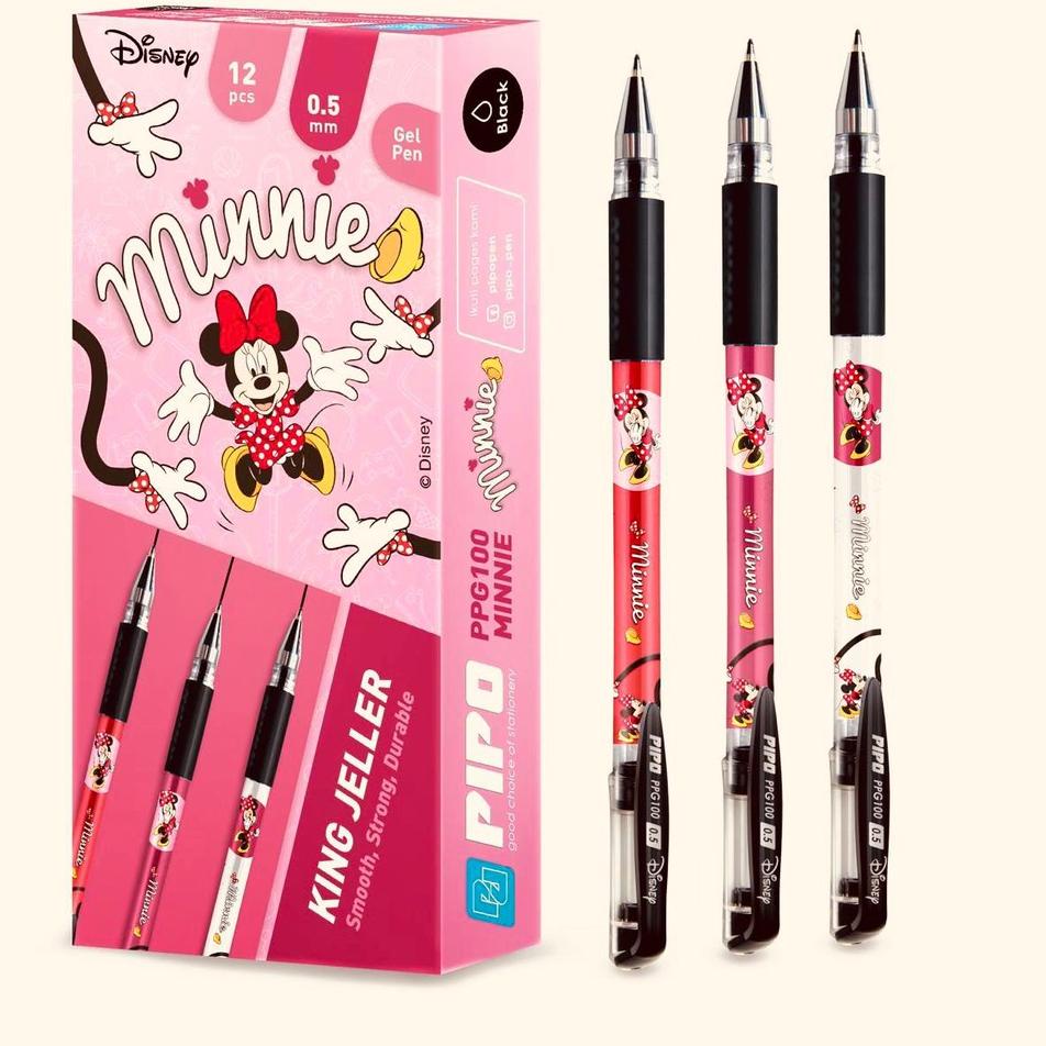 

New Pipo Disney ppg100 minnie mouse Set Ballpoint gel 12 pcs tinta hitam