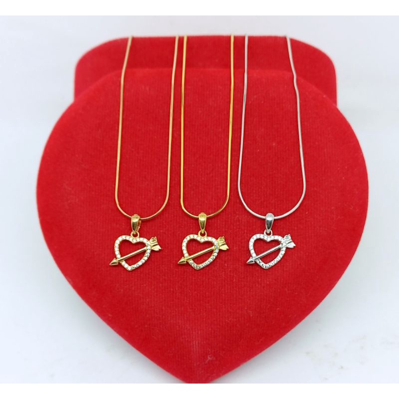 kalung kasandra + liontin love panah mp/ kalung perak asli silver 925 lapis emas/ kalung fashion wanita