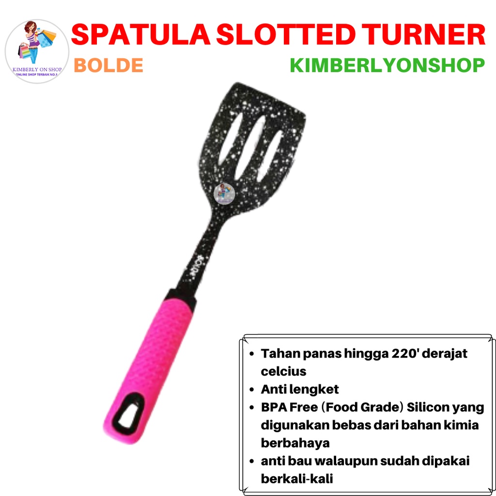 Spatula Super Utensil Silicone Slotted Turner Blackpink BOLDe