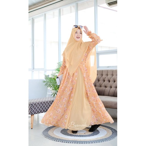 BISA COD |  GAMIS SET ALANA BUNGA MATAHARI ORI BY BERMERKS | GAMIS SET KHIMAR SYARI | GAMIS MUSLIM S
