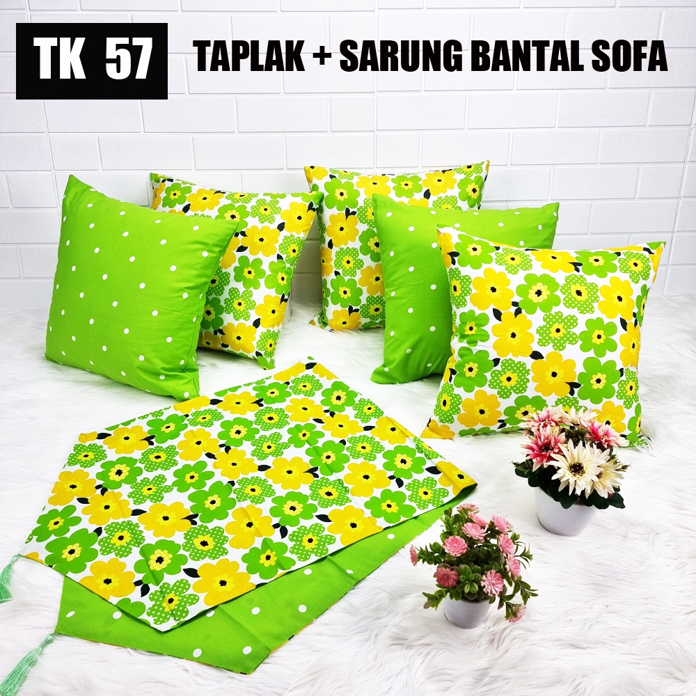 PAKET TAPLAK + SARUNG BANTAL SOFA 50X50 ( 1 TAPLAK + 5 SARUNG )
