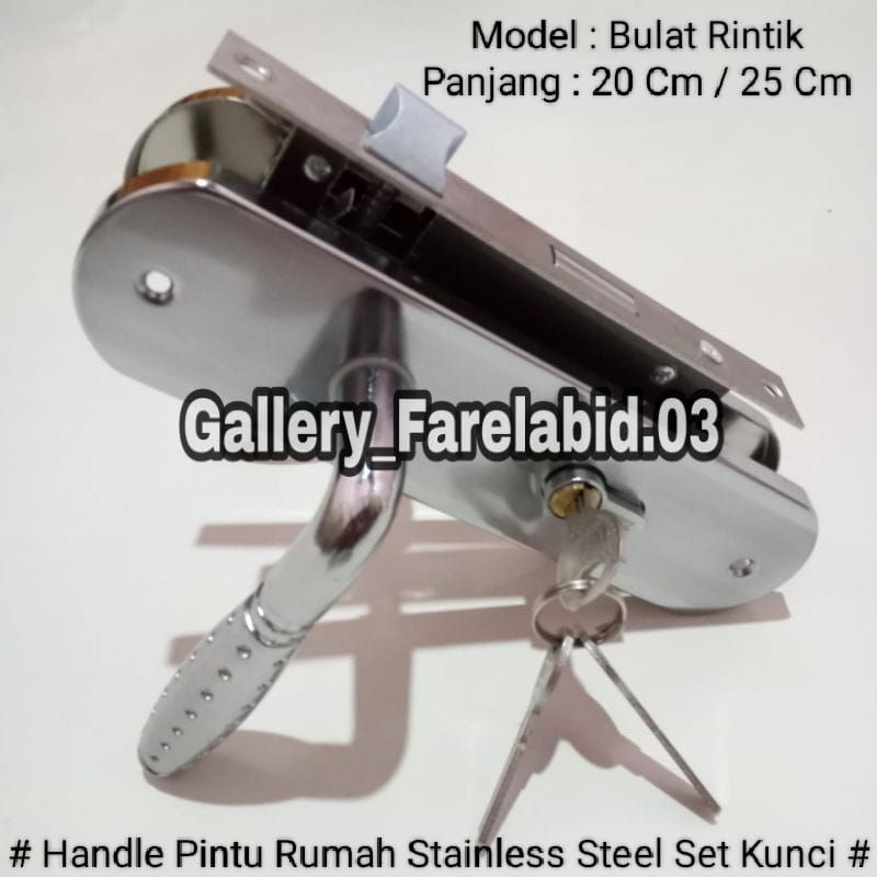 Handle Pintu Rumah Set Besar Kotak 25 Cm Body Kunci Engkol Bulat Tanggung 20 Cm Gagang Pintu Utama Minimalis Pegangan Pintu Kamar Tarikan Pintu Dapur