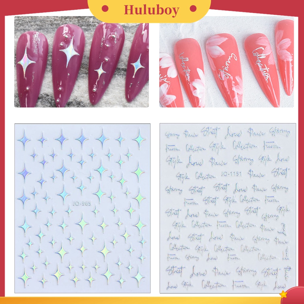 Huluboy Huluboy♡ Stiker Kuku Bahan Plastik Motif Hati Aurora Untuk Wanita