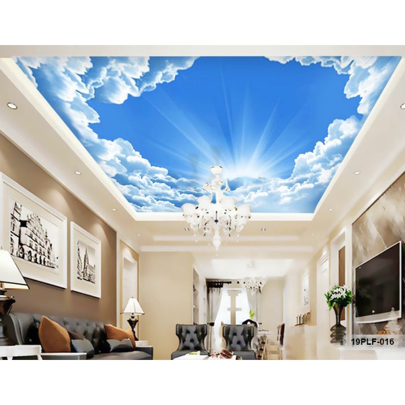 Wallpaper 3D Custom Plafon Langit Putih Awan Biru (19PLF-016)