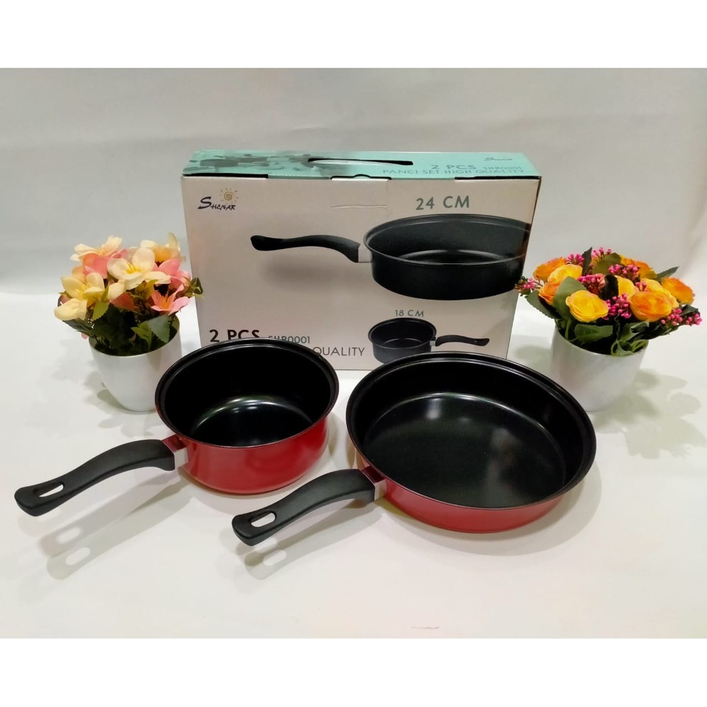 PANCI SET ANTI LENGKET TEFLON SHENAR PANCI SET 2 IN 1 Panci Set Enamel NON STICK