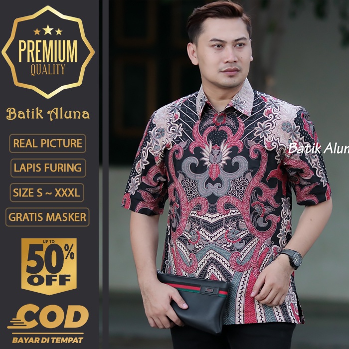 BATIK PRIA LENGAN PENDEK MEWAH PREMIUM ALUNA PRABUSENO SHANGHAI KERIS KEMEJA BATIK ACARA NIKAHAN KER