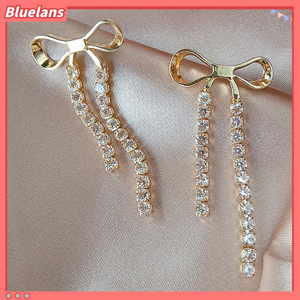 Anting Rumbai Panjang Bentuk Pita Bahan Alloy Untuk Wanita