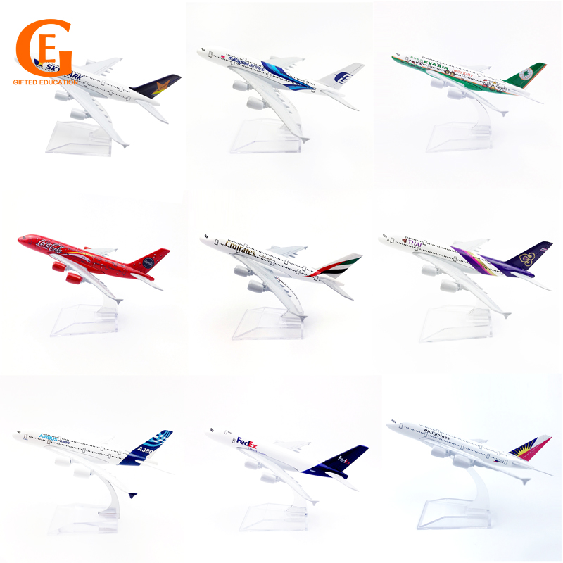 Pesawat Terbang Airbus 380 Model Malaysia British Prancis Thailand Philippine A380 DieCast Metal Alloy 16CM