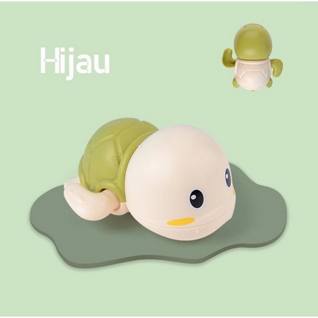 Mainan Mandi Anak Bayi Bentuk Kura Kura Berenang Di Kolam Renang / Bak Mandi Mainan Air Lucu / Mainan Edukasi Anak-Turtle - Green