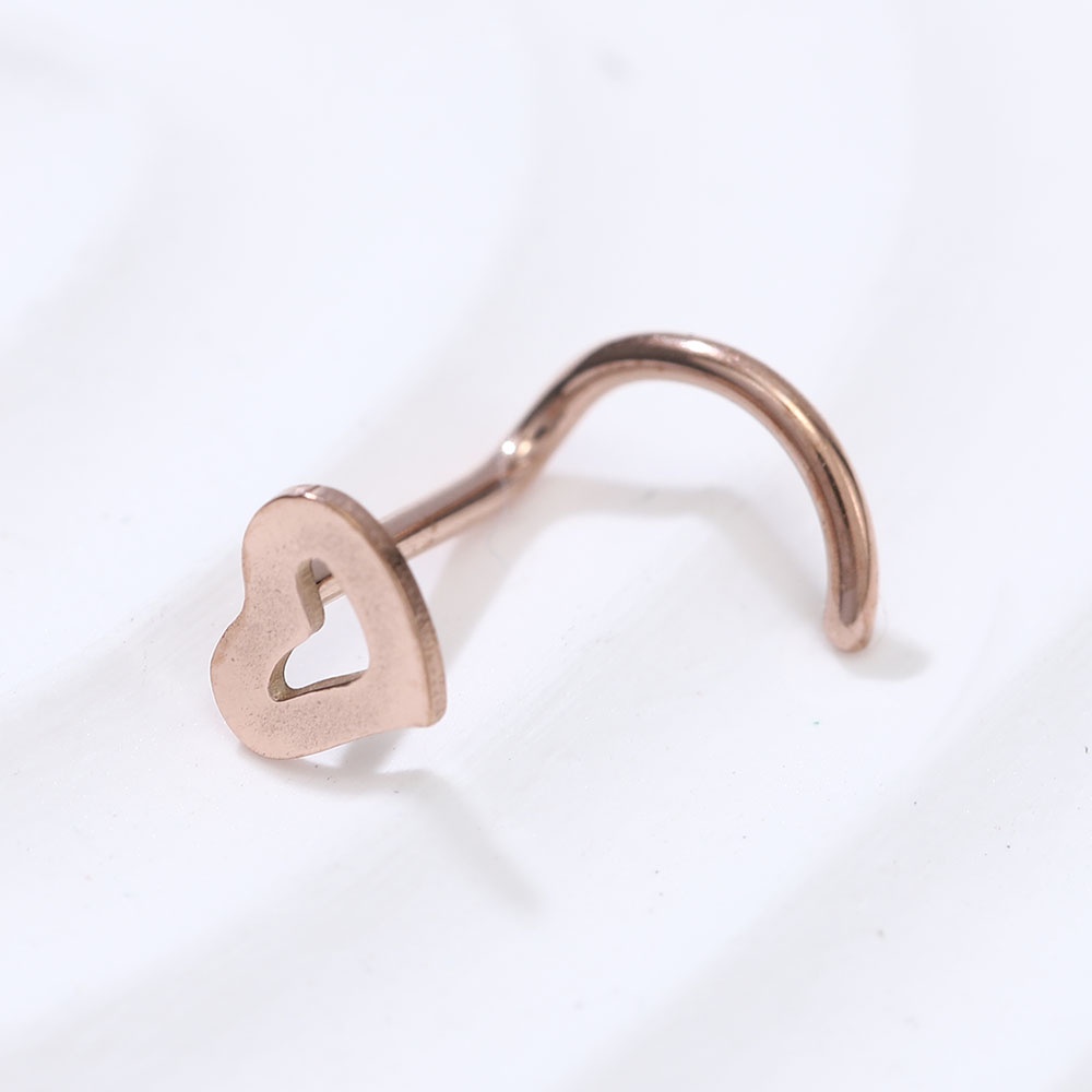 【COD Tangding】Anting Tindik Hidung Bentuk Hati Bahan Stainless Steel Aneka Warna