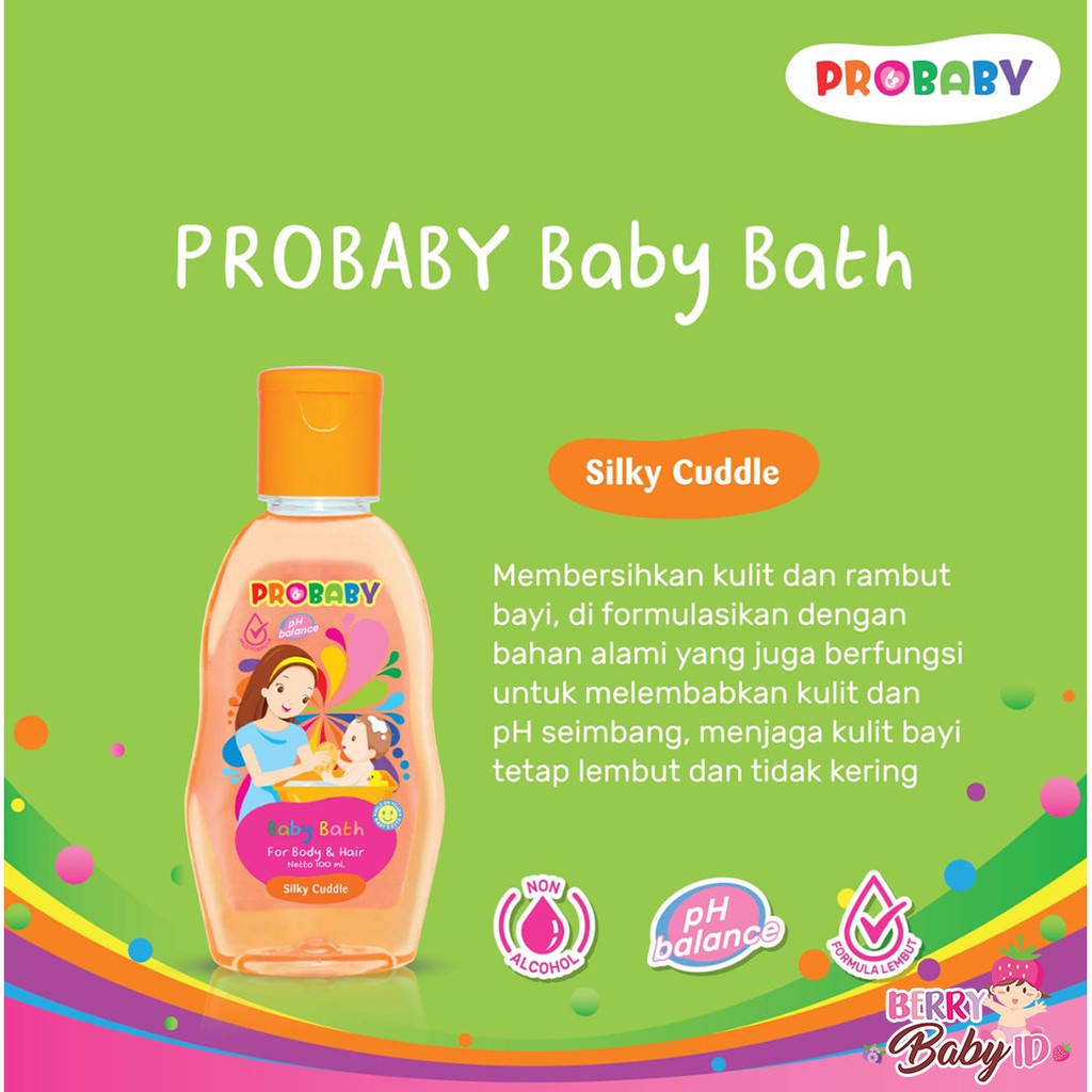 ProBaby Sabun Shampo Bayi 2in1 Pro Baby Bath Cheerful Giggle Silky Cuddle 100ml Berry Mart