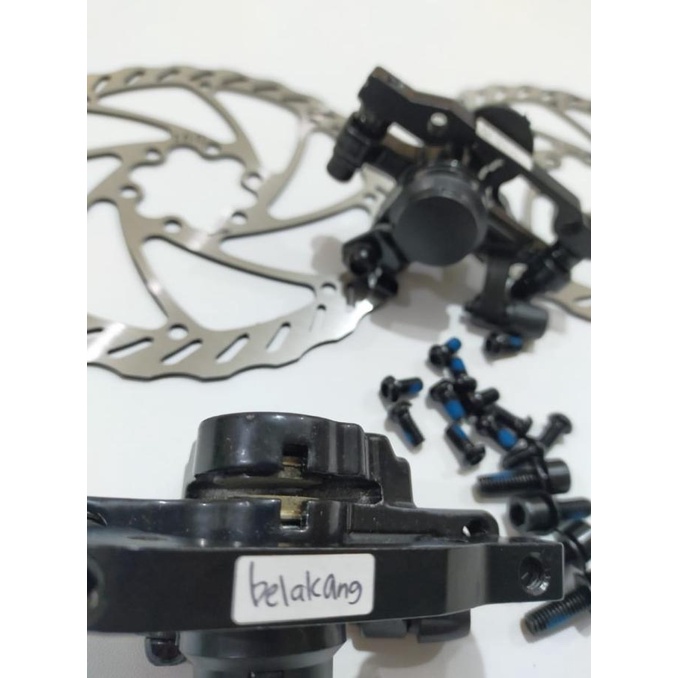 Rem cakram mekanik Cstar disc brake sepeda 1 set kampas bulat 6 bolt