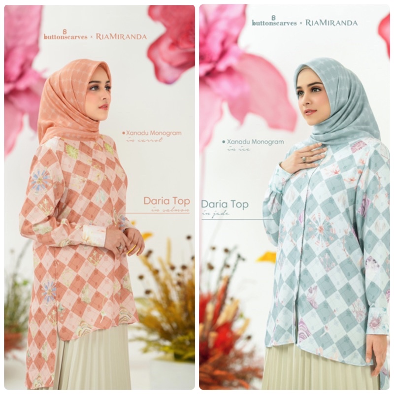 READY STOCK DARIA TOP BUTTONSCARVES X RIAMIRANDA