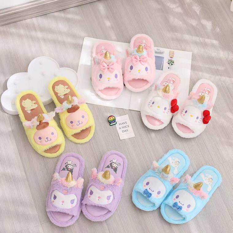 SANDAL RUMAH UNICORN HELLO KITTY MELODY KUROMI CINNAMOROLL POMPOMPURIN KAMAR TIDUR IMPOR