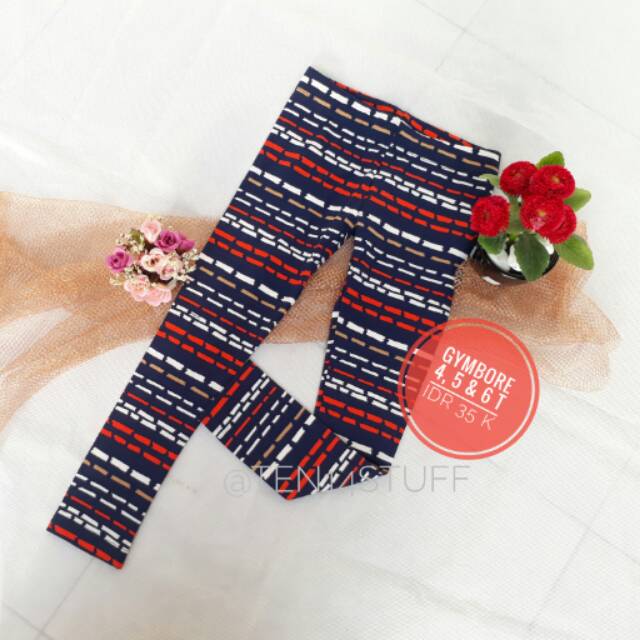 Jegging Anak | Gymboree | Branded | Murah | Perempuan | 4 5 6 | Garis | Hitam Merah